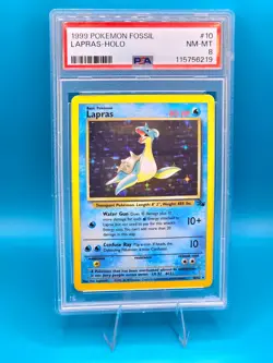 Pokemon Card Lapras Holo 1999 Fossil 10/62 English - PSA 8 NEW CERT - Image 1