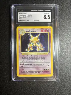 Pokemon TCG Alakazam Base Set Holo Card 1/102 Unlimited CGC 8.5 VERY CLEAN - Image 1