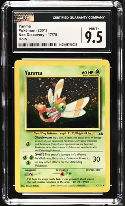 CGC 9.5 MINT+ Yanma 2001 Neo Discovery 17/75 Holo Pokemon Card psa - Image 1