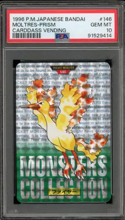 Pokemon Bandai Carddass Moltres Vending Green Japanese Prism #146 PSA 10 - Image 1