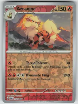 ARCANINE 059/165 UNCOMMON 151 POKEMON REVERSE HOLO NEAR MINT - Image 1