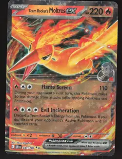 Team Rocket's Moltres ex 031/182 Double Rare Destined Rivals Pokemon Near Mint - Image 1