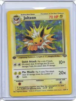 Pokemon Jolteon TCG Jungle 4/64 Holo 1st Edition Rare Card - Image 1