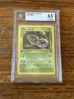 ARBOK 31/62 1999 POKEMON CARD FOSSIL 1st EDITION Graded Beckett 4.5 Grading - Image 1