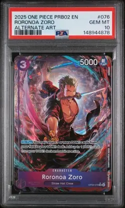 Roronoa Zoro - (Alt Art) OP09-076 English PRB02 - One Piece Card - PSA10 - Image 1