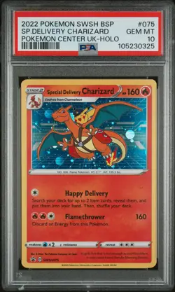 2022 POKEMON SWSH BLACK STAR PROMO #075 SPECIAL DELIVERY CHARIZARD-HOLO PSA 10 - Image 1