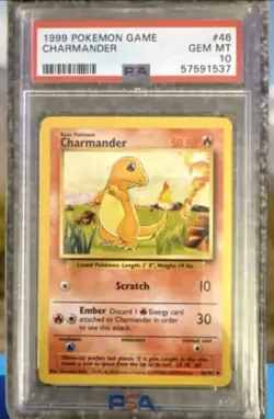 1999 POKEMON BASE SET UNLIMITED #46 CHARMANDER PSA 10 - Image 1