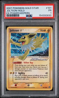 2007 Pokemon EX Power Keepers Jolteon-Holo #101 Gold Star - PSA 1 - Image 1