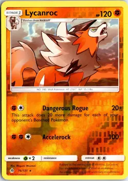 Lycanroc 76 Reverse Holo R Forbidden Light Pokemon NM/M - Image 1