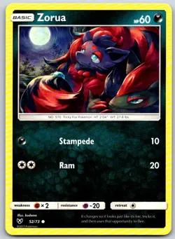 Zorua 52 C Shining Legends Pokemon NM/M - Image 1