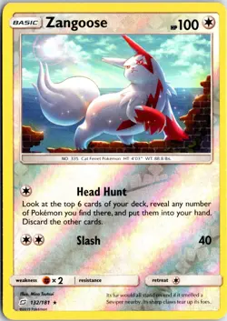 Zangoose 132 Holo R Team Up Pokemon NM/M - Image 1