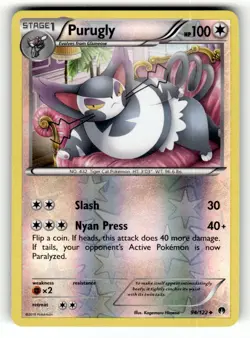 Purugly 94/122 Uncommon BREAKpoint Reverse Holo Pokemon Lightly Played - Image 1