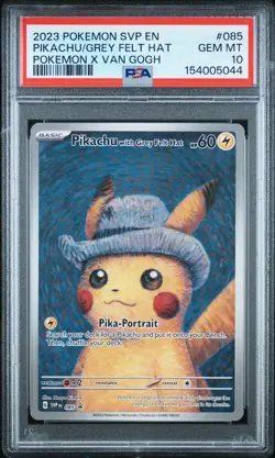 2023 POKEMON SVP EN-SV BLACK STAR PROMO #085 PIKACHU WITH GREY FELT HAT PSA 10 - Image 1