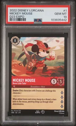 2022 Disney Lorcana - Mickey Mouse - Brave Little Tailor D23 Expo 1st Ed PSA 10 - Image 1