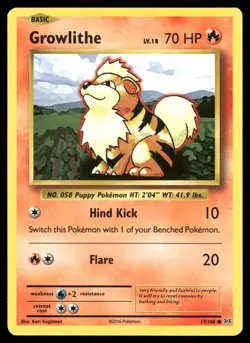 Growlithe 17/108 Common Evolutions Pokemon Near Mint - Image 1
