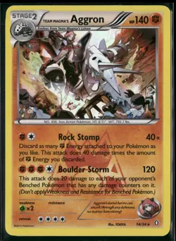 Team Magma's Aggron 14/34 Holo Rare Double Crisis Pokemon Holo Near Mint - Image 1