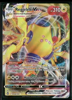 Regieleki VMAX 058/195 Holo VMAX Rare Silver Tempest Pokemon Near Mint - Image 1