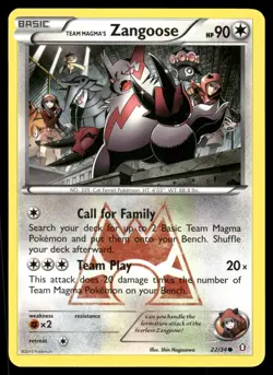 Team Magma's Zangoose 22/34 Common Double Crisis Pokemon Near Mint - Image 1