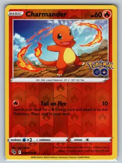 Charmander 008/078 Common Pokemon GO Pokemon Reverse Holo Near Mint - Image 1