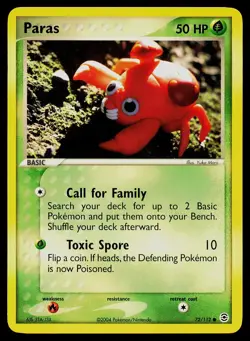 Pokemon Card Paras 72/112 FireRed & LeafGreen Common - Image 1
