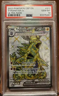 2023 Obsidian Flames Tyranitar EX Ultra Rare Card 211/197 PSA 10 Gem Mint - Image 1