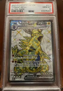 2023 Obsidian Flames Tyranitar EX Ultra Rare Card 211/197 PSA 10 Gem Mint - Image 2