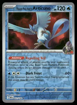 Team Rocket's Articuno 051/182 Rare Destined Rivals Pokemon Reverse Holo NM - Image 1