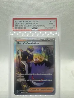 2024 POKEMON TEMPORAL 211 MORTY'S CONVICTION SPECIAL ILLUSTRATION RARE PSA 9 - Image 1