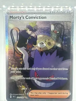 2024 POKEMON TEMPORAL 211 MORTY'S CONVICTION SPECIAL ILLUSTRATION RARE PSA 9 - Image 3