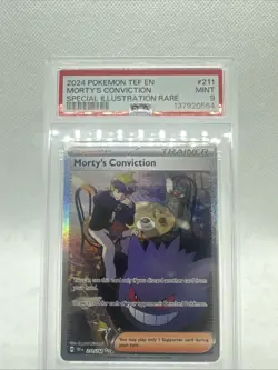 2024 POKEMON TEMPORAL 211 MORTY'S CONVICTION SPECIAL ILLUSTRATION RARE PSA 9 - Image 4