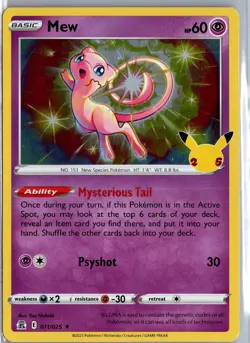 Mew 011/025 Holo Rare Celebrations Pokemon Lightly Played - Image 1