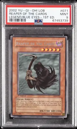 2002 YU-GI-OH! LOB-LEGEND OF BLUE EYES WHITE DRAGON REAPER OF THE CARDS PSA 9 - Image 1