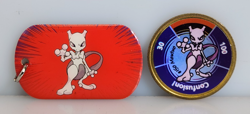 Hasbro 1999 Pokemon #150 Mewtwo Confusion Battling Game Spinning Coin Dog Tag -1 - Image 1