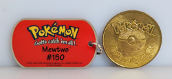 Hasbro 1999 Pokemon #150 Mewtwo Confusion Battling Game Spinning Coin Dog Tag -1 - Image 3