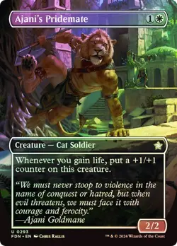 NM Borderless Foil Ajani's Pridemate, MTG, Foundations, Magic the Gathering, 293 - Image 1