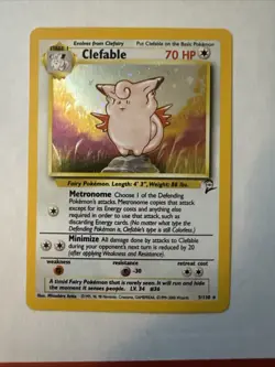 Pokemon TCG Clefairy Holo 6/130 Base Set 2 Slight Bend Light Play - Image 1