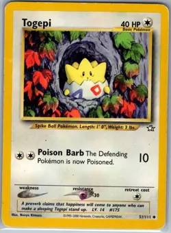 Togepi 51/111 Non Holo Neo Genesis - Pokemon Card - LP - Image 1
