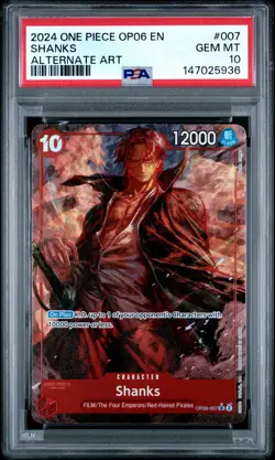 2024 ONE PIECE OP06-WINGS OF THE CAPTAIN ALTERNATE ART #007 SHANKS PSA 10 - Image 1