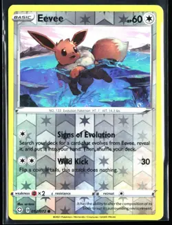 2021 Sword & Shield - Shining Fates Eevee #52 Reverse Holo Pokemon Card - Image 1