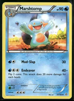 Marshtomp 34/160 Uncommon Primal Clash Pokemon Heavily Played - Image 1