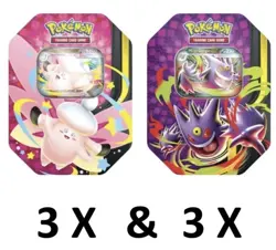 Pokemon Mega Moonlit Tin Sealed Case Gengar Clefable ex 6 tins - Image 1