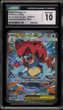 Pokemon Mega Feraligatr ex Ascended Heroes Special Illustration Rare #274 CGC 10 - Image 1