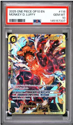 2025 ONE PIECE OP10-ROYAL BLOOD #118 MONKEY D. LUFFY PSA 10 - Image 1