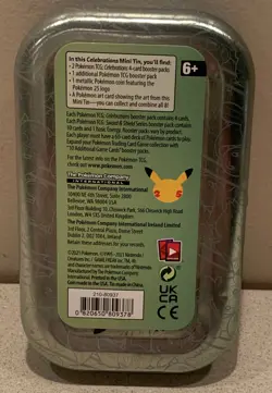 Pokemon Celebrations Mini Tin Snivy. TIN ONLY - NO CARDS. Excellent Condition - Image 2