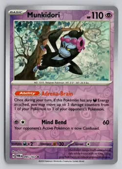 MUNKIDORI 095/167 RARE TWILIGHT MASQUERADE POKEMON REVERSE HOLO NM - Image 1