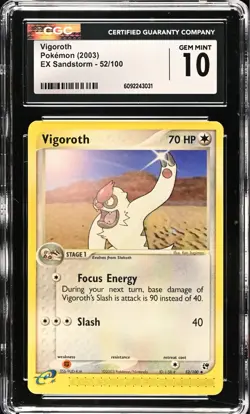 CGC 10 GEM MINT Vigoroth 52/100 ex Sandstorm 2003 Pokemon Card - Image 1