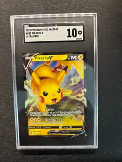 SGC 10 GEM MINT Graded Pokemon 2020 Pikachu V 043/185 SWSH Vivid Voltage - Image 1