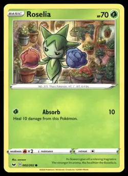 Roselia 002/202 Common Sword & Shield Pokemon Lightly Played - Image 1