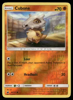 Cubone 52/111 Common Crimson Invasion Pokemon Reverse Holo Moderately Played - Image 1