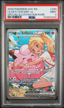 2026 POKEMON ASC EN-ASCENDED HEROES #280 LILLIE'S CLEFAIRY EX PSA 9 - Image 1